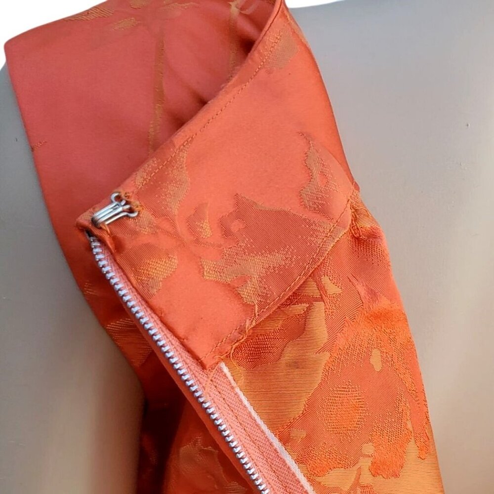 60s Vintage Maxi Skirt Set Size 4 Orange Silk Brocade Made in Hong Kong NWOT DOS - Picture 11 of 13